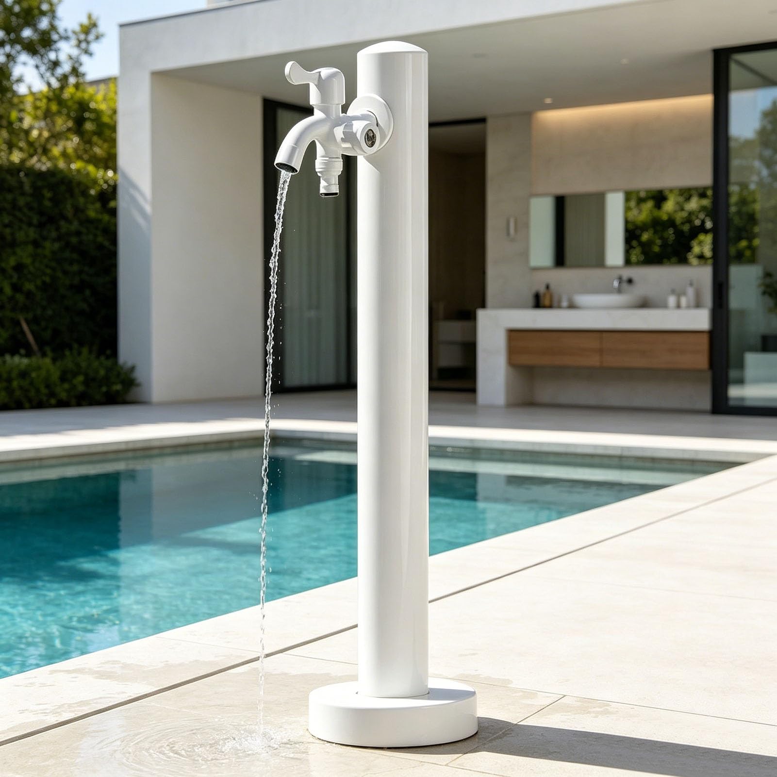 Junvstor White Freestanding Stainless Steel Garden Water Column Spigot, Vertical Courtyard Faucet Tap, Antifreeze Faucet Post Yard Hydrant For Outdoor Irrigation & Watering(,95Cm/37.4In,Style 2)