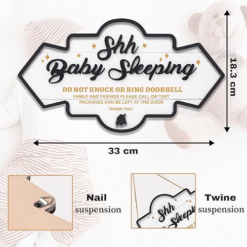 Miniatura 3 de Letrero de timbre con texto en inglés Please Do Not Knock or Ring (Please Do Not Knock) para puerta delantera, letrero de madera con texto en inglés