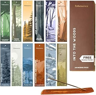 Folkulture Räucherstäbchen mit Halter | 12er-Set (240 Incense Sticks) fur Aromatherapie und Meditation Geschenkset | Bio, ungiftig, 45 Minuten Brenndauer | Palo Santo, Sandelholz Räucherstäbchen