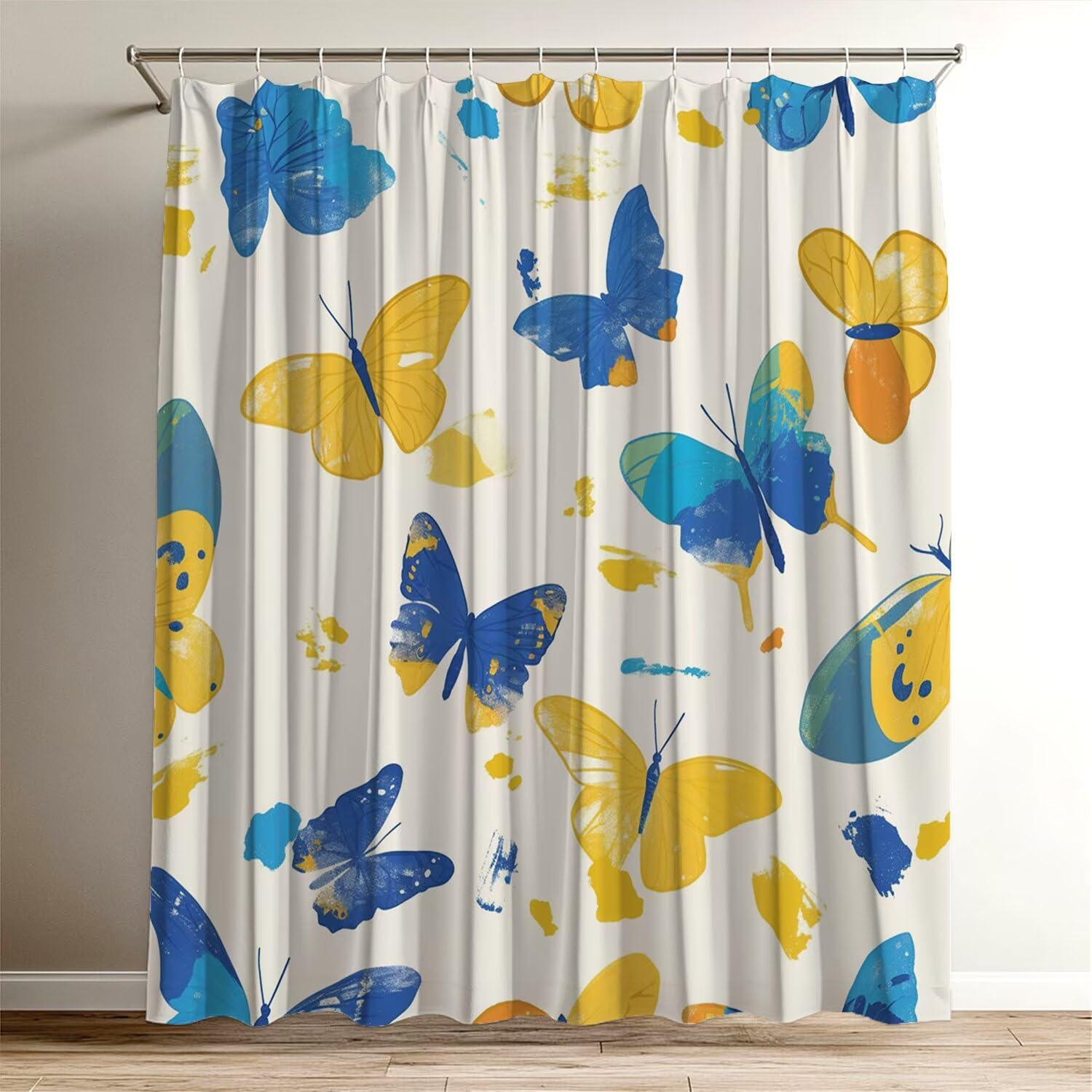 Rideau de douche anti éclaboussures 100x120 lavable bleu rideaux pour baignoire motif papillon