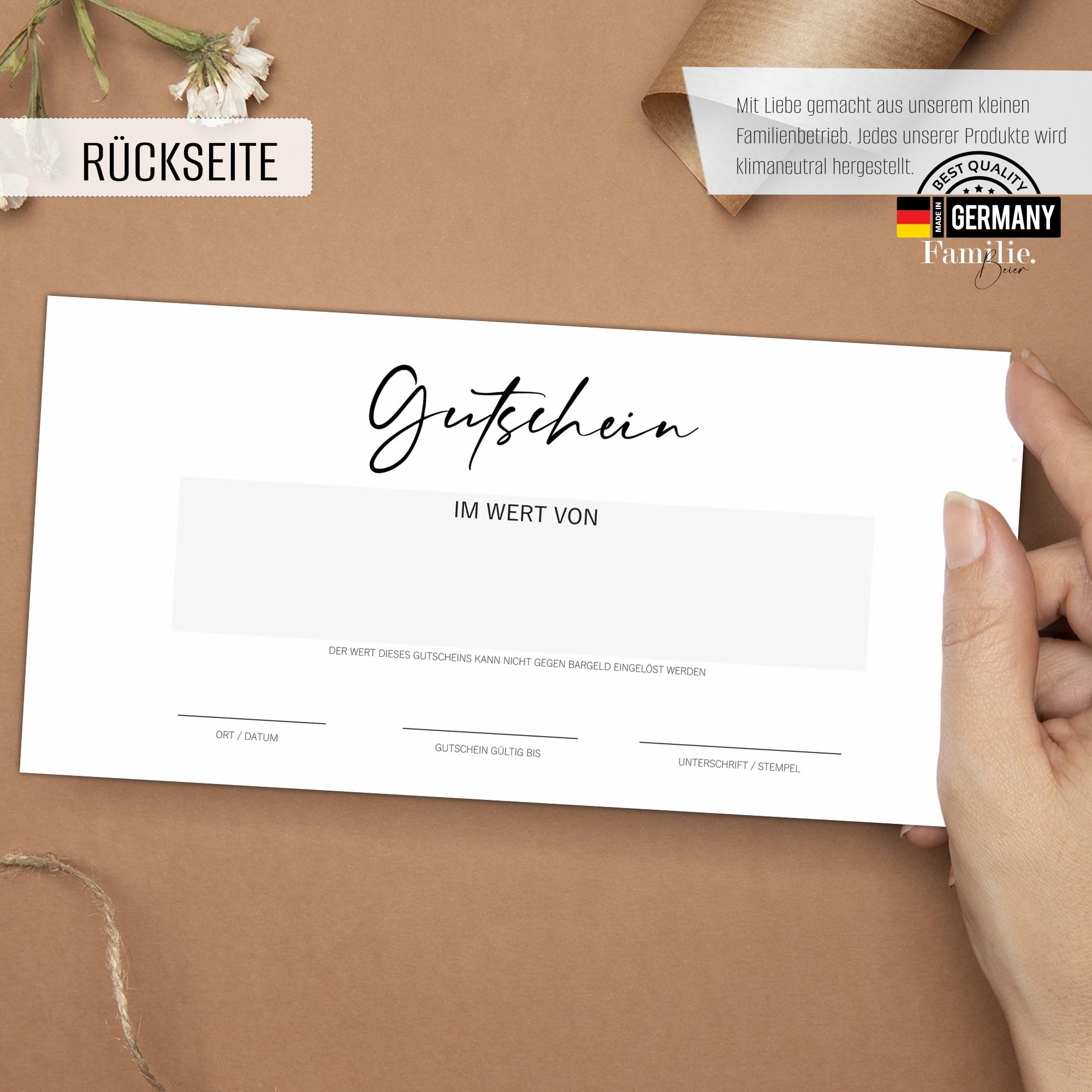 Gutscheine 40er Set als Blankovorlage zum Ausfüllen für Dienstleistungen und Geschäfte wie Friseur, Massage, Kosmetik etc. Gutscheinkarte, Geschenkgutschein