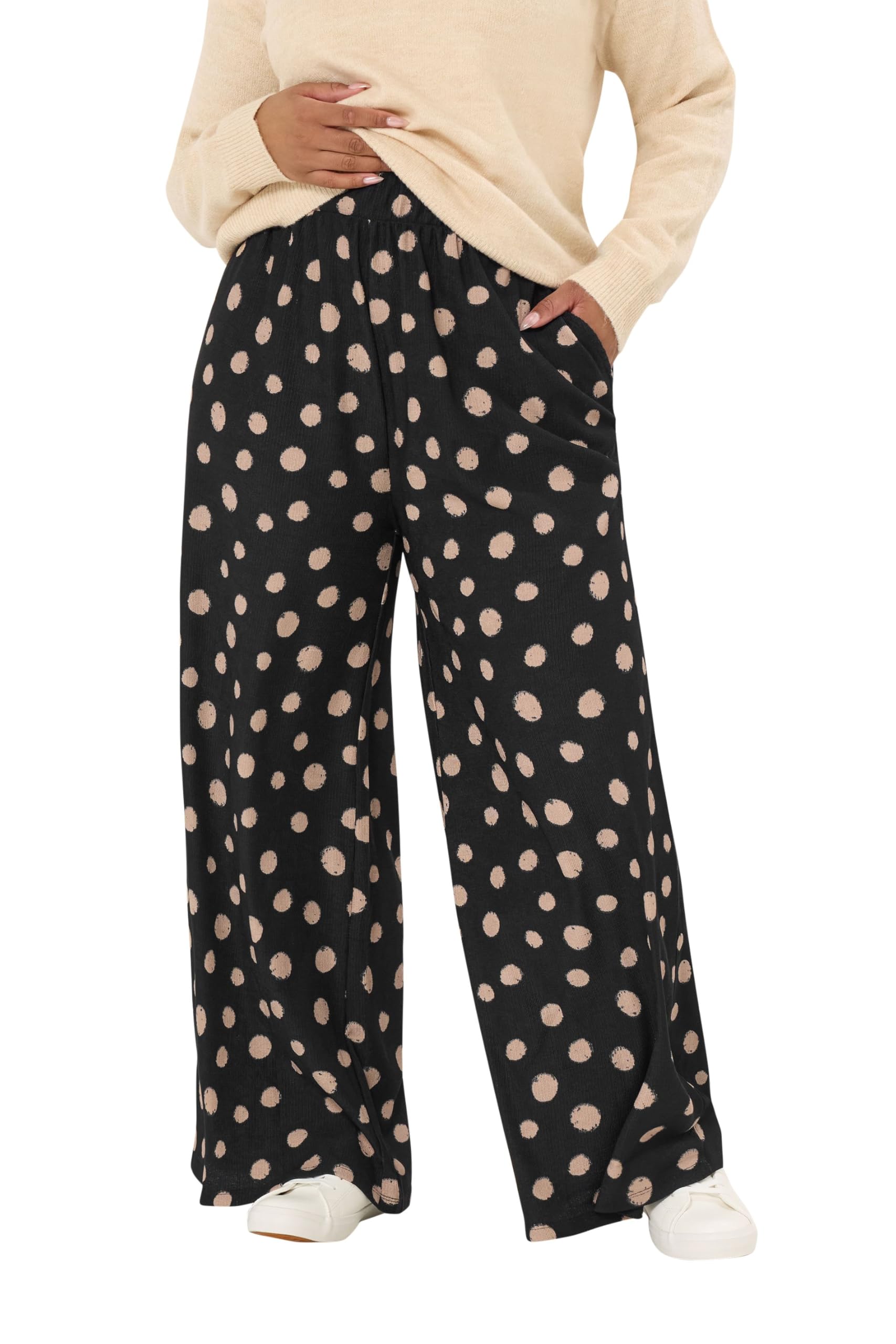 Yours Women's Black Polka Dot Trousers In | Size: 22-24
