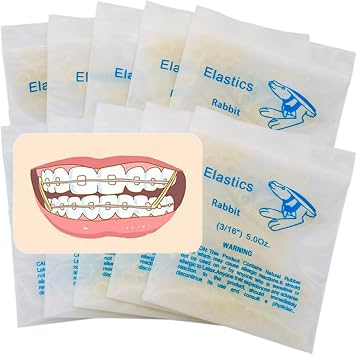 10Packs/1000Pcs Dental Orthodontic Elastics Latex Rubber Bands Rabbit 3/16 5.0OZ