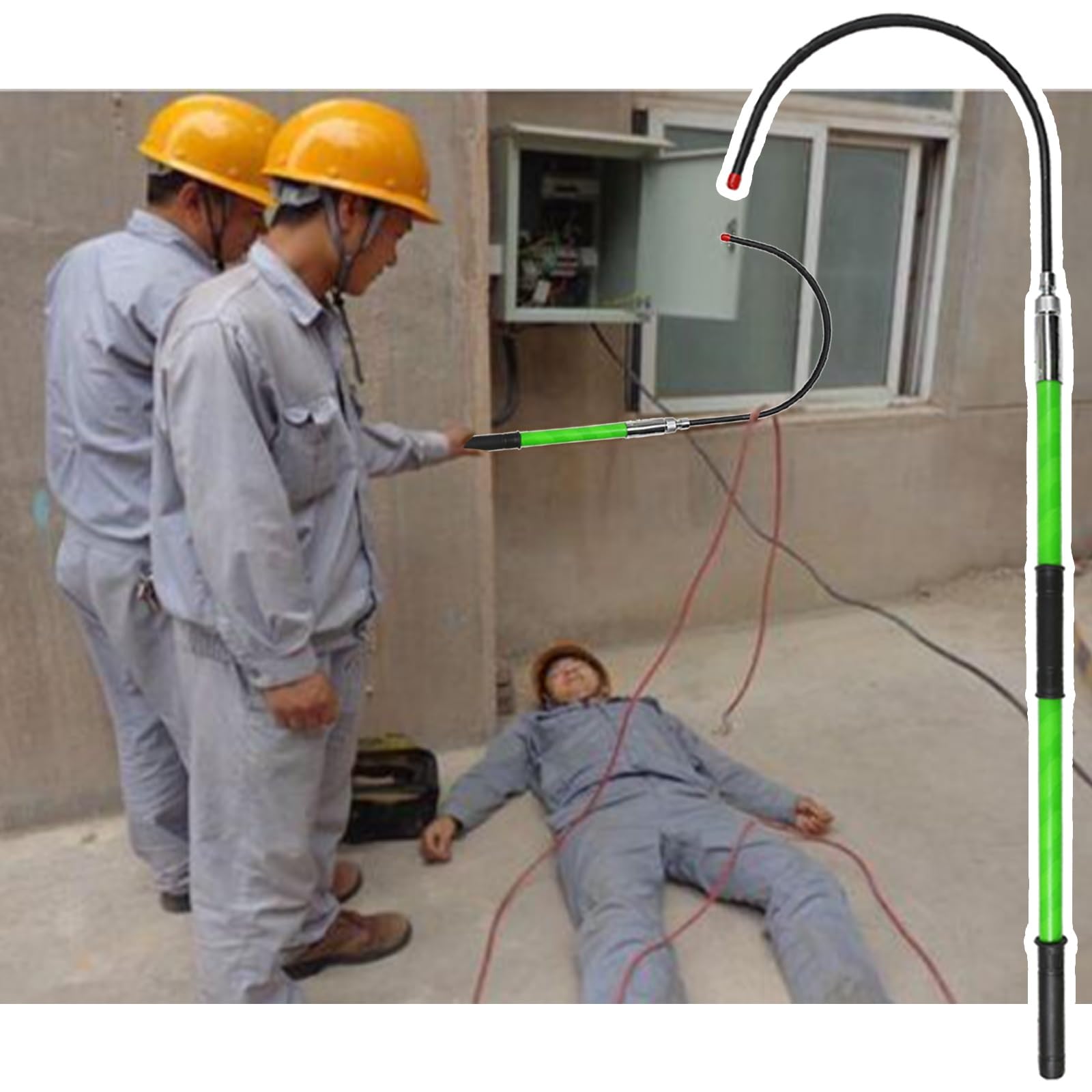 Gancio di salvataggio isolato ad alta tensione per uso commerciale, 10 6 5 3 piedi lunghi ganci di sicurezza elettrica per elettricisti/installatori di cavi/riparatori auto, palo in fibra di vetro