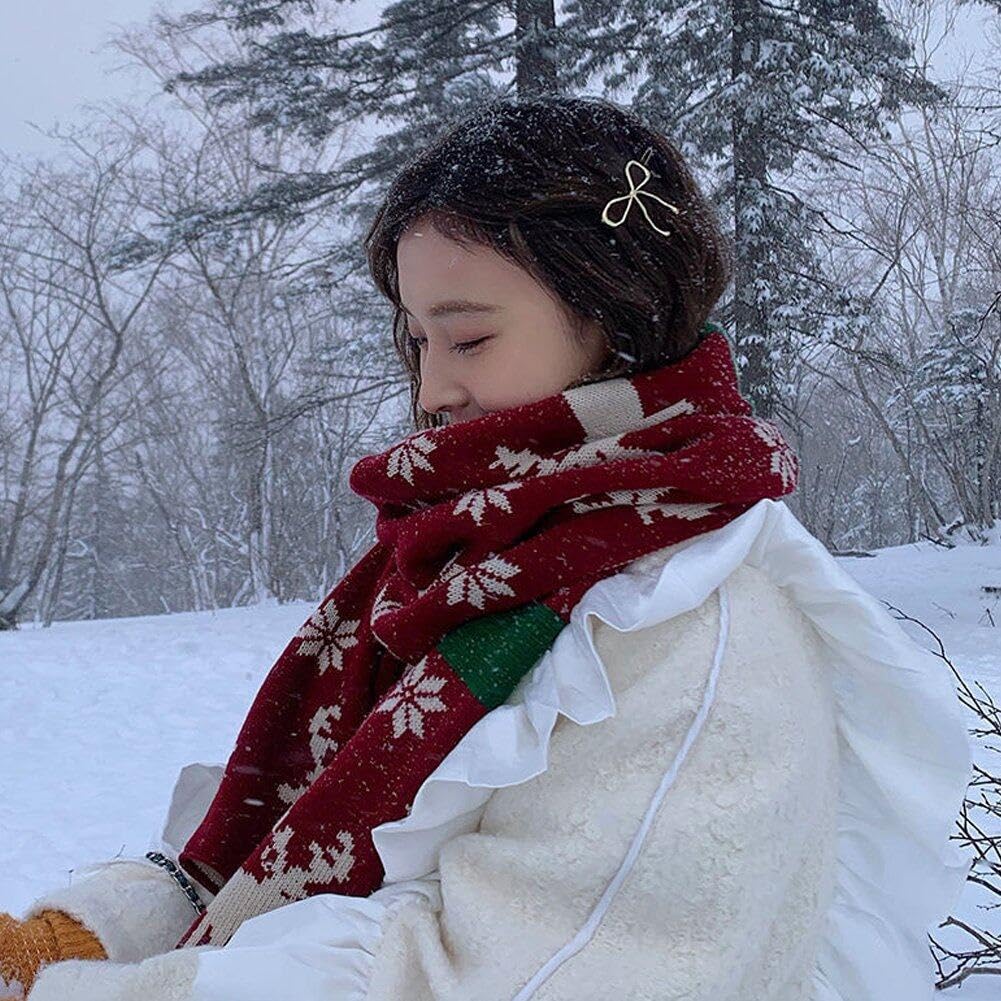 Fopytu Weihnachtsschal Unisex - Rentier Design Winter Schal 35x190 Cm