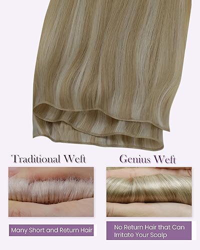 Miniatura 172 de LaaVoo Extensiones de cabello humano real para coser, extensiones de cabello humano de doble trama, color negro azabache, 18 pulgadas, 3.53 onzas