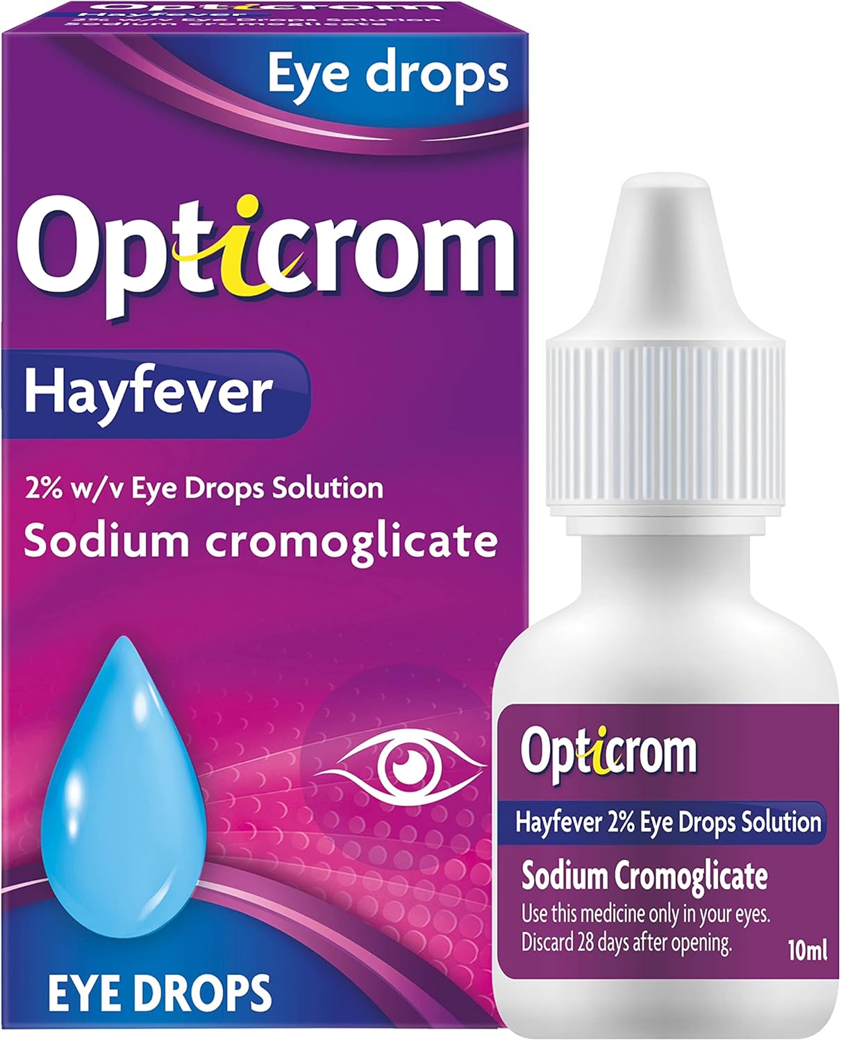 Opticrom Hayfever Allergy Eye Drops Sodium Cromoglicate 10 ml Fast