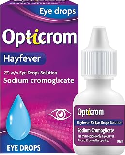 Opticrom Hayfever Allergy Eye Drops Sodium Cromoglicate - 10 ml - Fast Relief Within Just 2min of Itchy, Red, Watery Eyes Symptoms, for Adults and Children Over 6 Years of Age