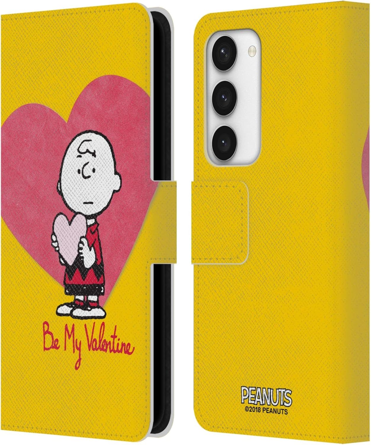 Head Case Designs Officially Licensed Peanuts Charlie Brown Valentine 2 Sealed with A Kiss Leather Wallet Case Compatible with Samsung Galaxy S23 5G