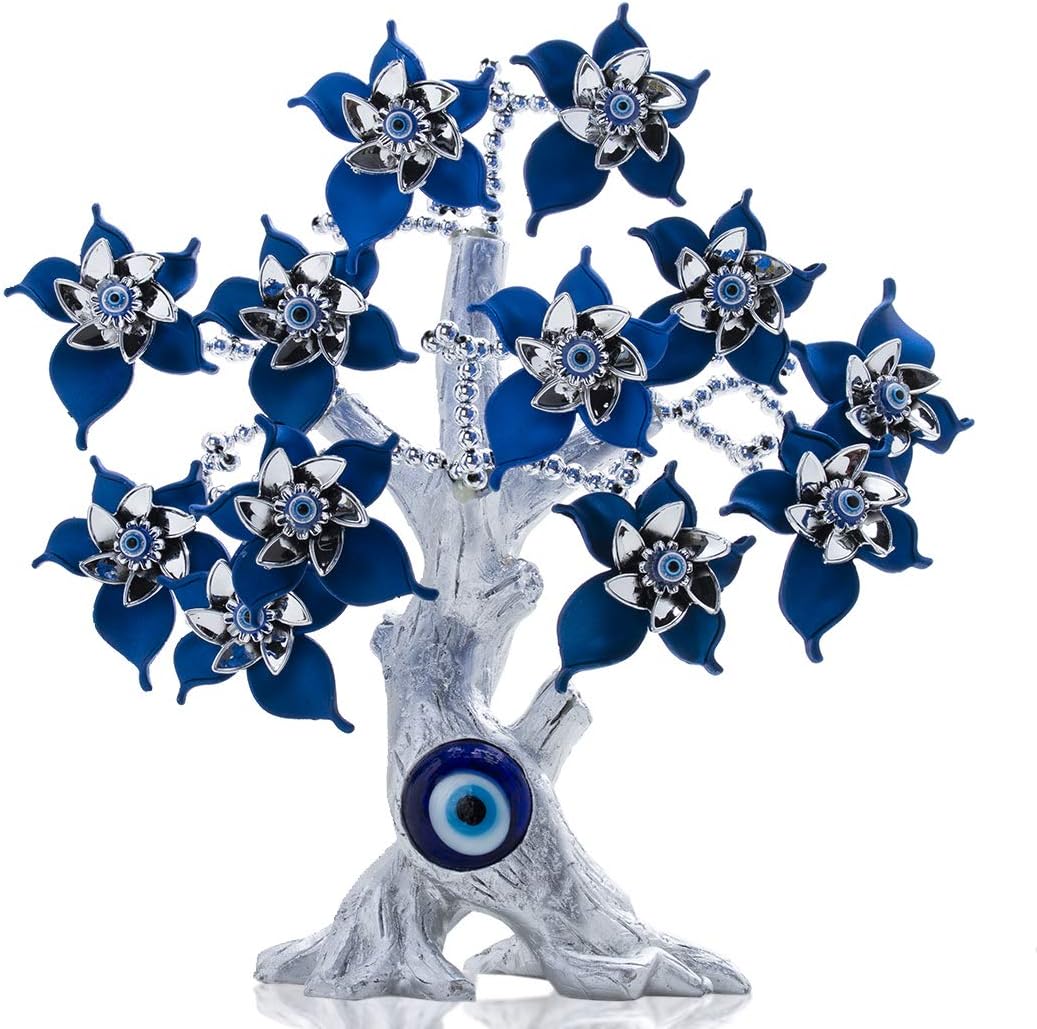 YU FENG 10.4'' Turkish Evil Eye Tree Protection Evil Eye Statue for Good Luck,Feng Shui Tree Decorations for Home