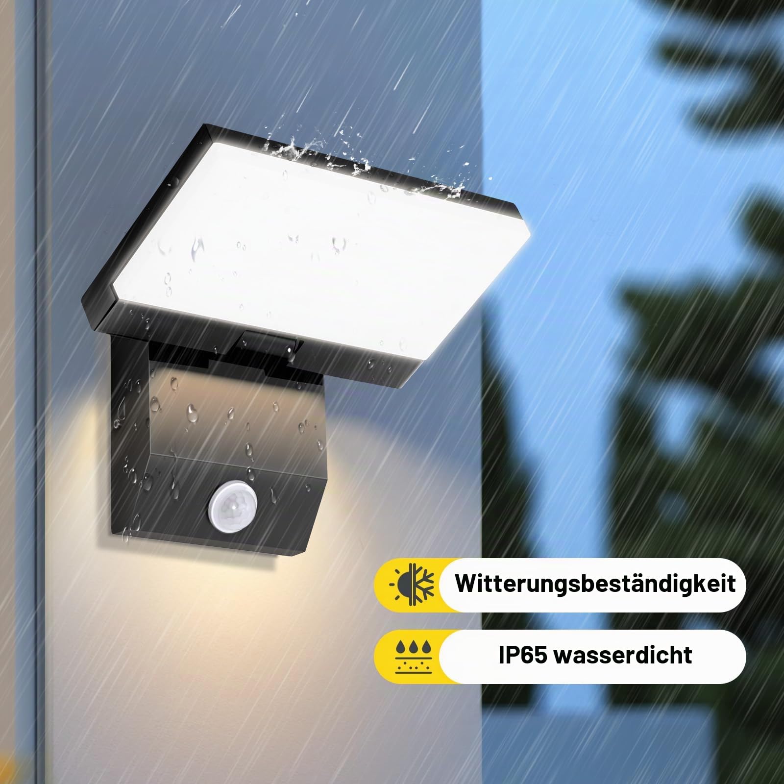 2 Stück 36W LED Wandleuchte Aussen/Innen Modern Schwenkbar Wandlampe | mit Bewegungssensor warmweiß 3000K wasserdicht IP65 Außenwandleuchte LED Panel Außenlampe für Terrasse Eingang Garten Balkone