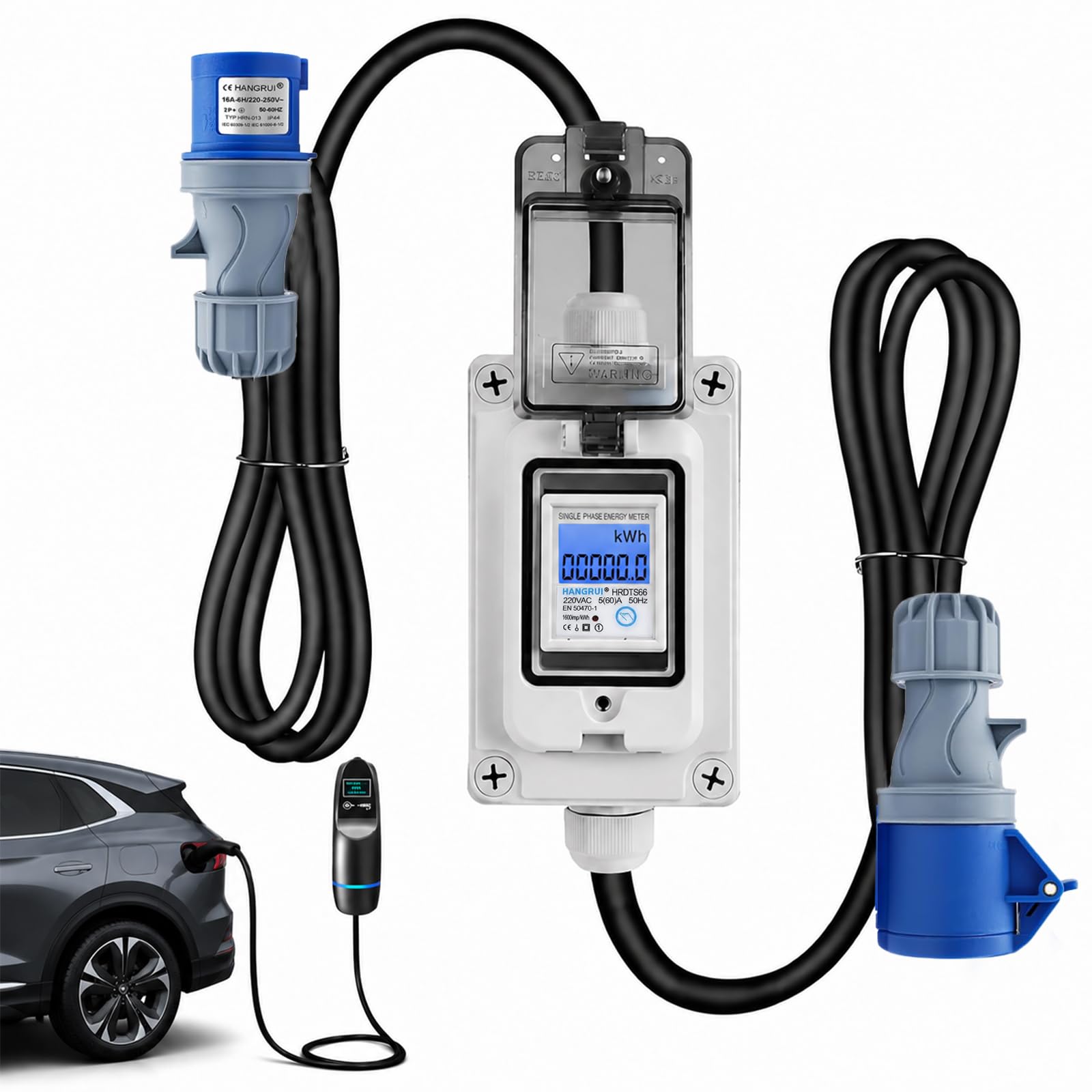 16A Mobiler Stromzähler, Stromzähler 3 Phasen, tromverbrauchsmesser mit KWH Zwischenzähler LED Reset für Elektrofahrzeuge Wohnmobile Haushalte