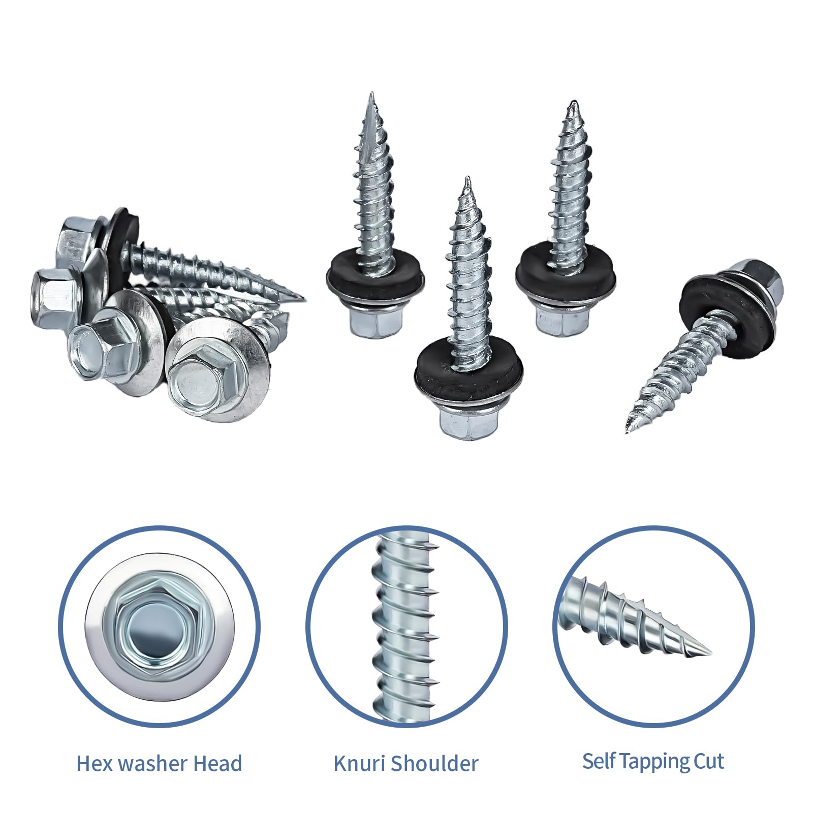 Silver Roofing Screws - 300 Pack #10 x 1" -3