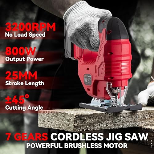 Miniatura 2 de Sierra de calar inalámbrica para batería Milwaukee M18, 7 velocidades variables hasta 3200 RPM, luz LED, cortes con bisel de 45, 3 movimientos