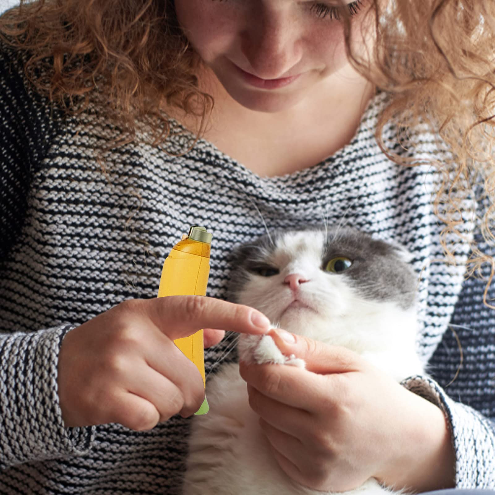 Broyeur à ongles et coupe-ongles professionnel pour animaux de compagnie, rechargeable par USB, pour petits et grands chats, chiens (jaune)