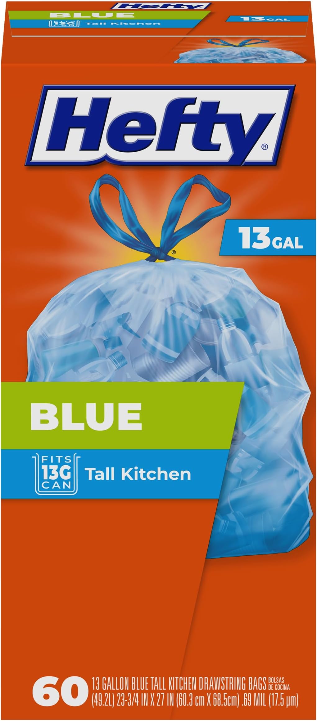Recycling Trash/Garbage Bags (Clear, Kitchen Drawstring, 13 Gallon, 60...