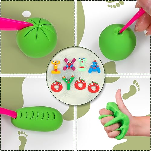 Miniatura 4 de Ixiaoyoo Arcilla seca al aire, arcilla de modelado de 100 colores para niños, arcilla mágica de moldeo de bricolaje con herramientas, suave y