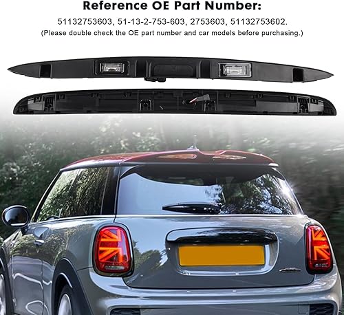 Miniatura 2 de DOCAS Manija de escotilla trasera del maletero con lámpara, tapa negra para portón trasero, manija de liberación de la puerta trasera compatible con