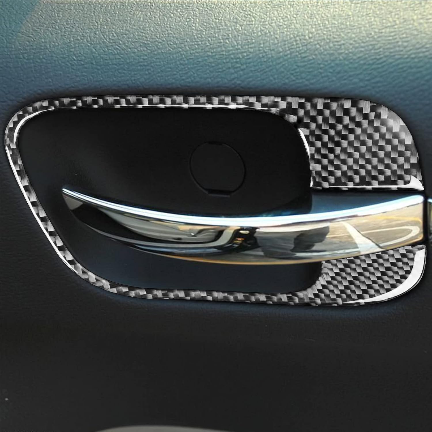 Real Premium Carbon Fiber Decals Compatible with Chrysler 300 300C 2005 2006 2007 Car Door Pull Handle Switch Decoration Sticker Frame Auto Interior Accessories Trim Black