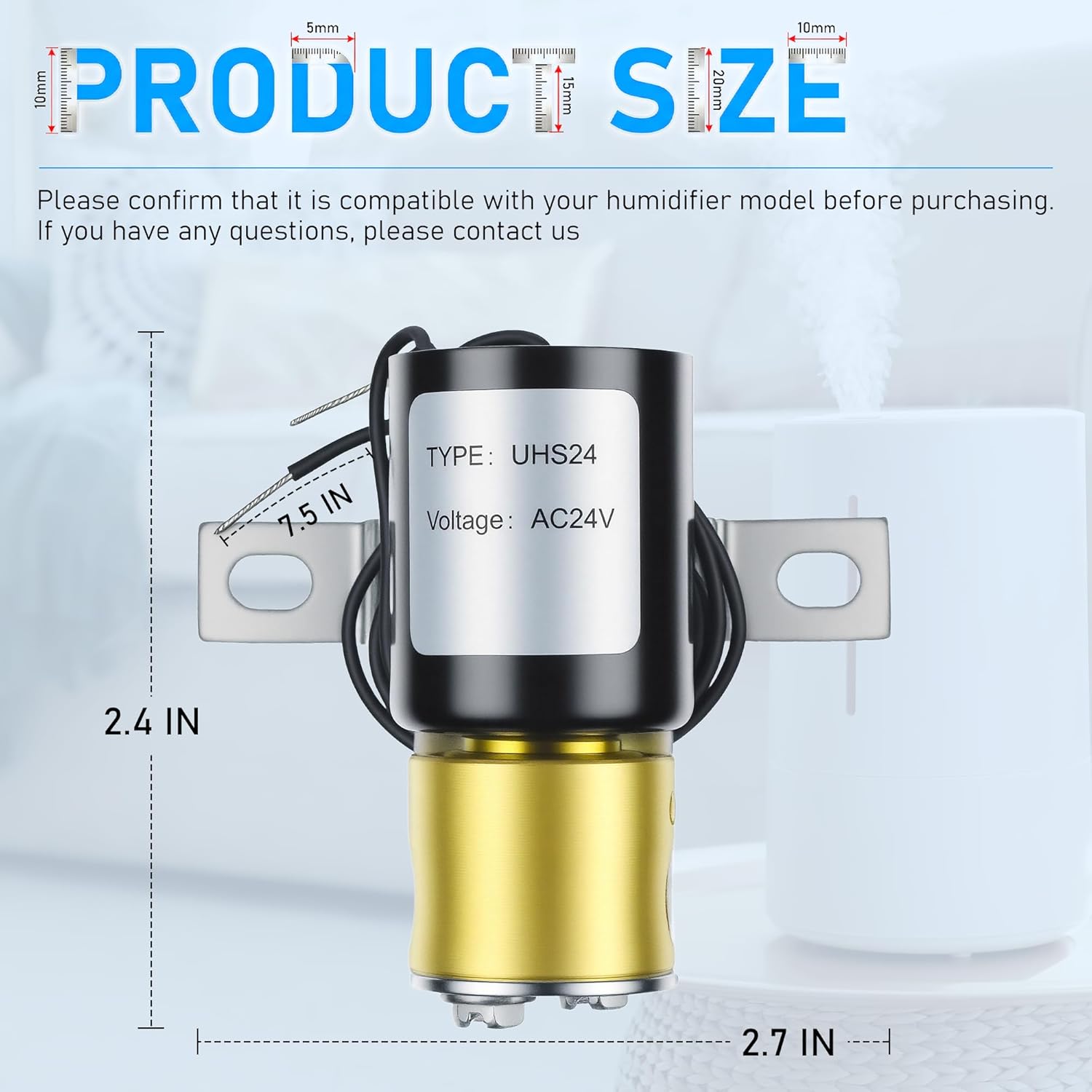 Universal Humidifier Solenoid Valve UHS24 24Vol-Compatible with Aprilaire 4040 General 990-53 and HE280 32001639-002 U147112 by TOMOON