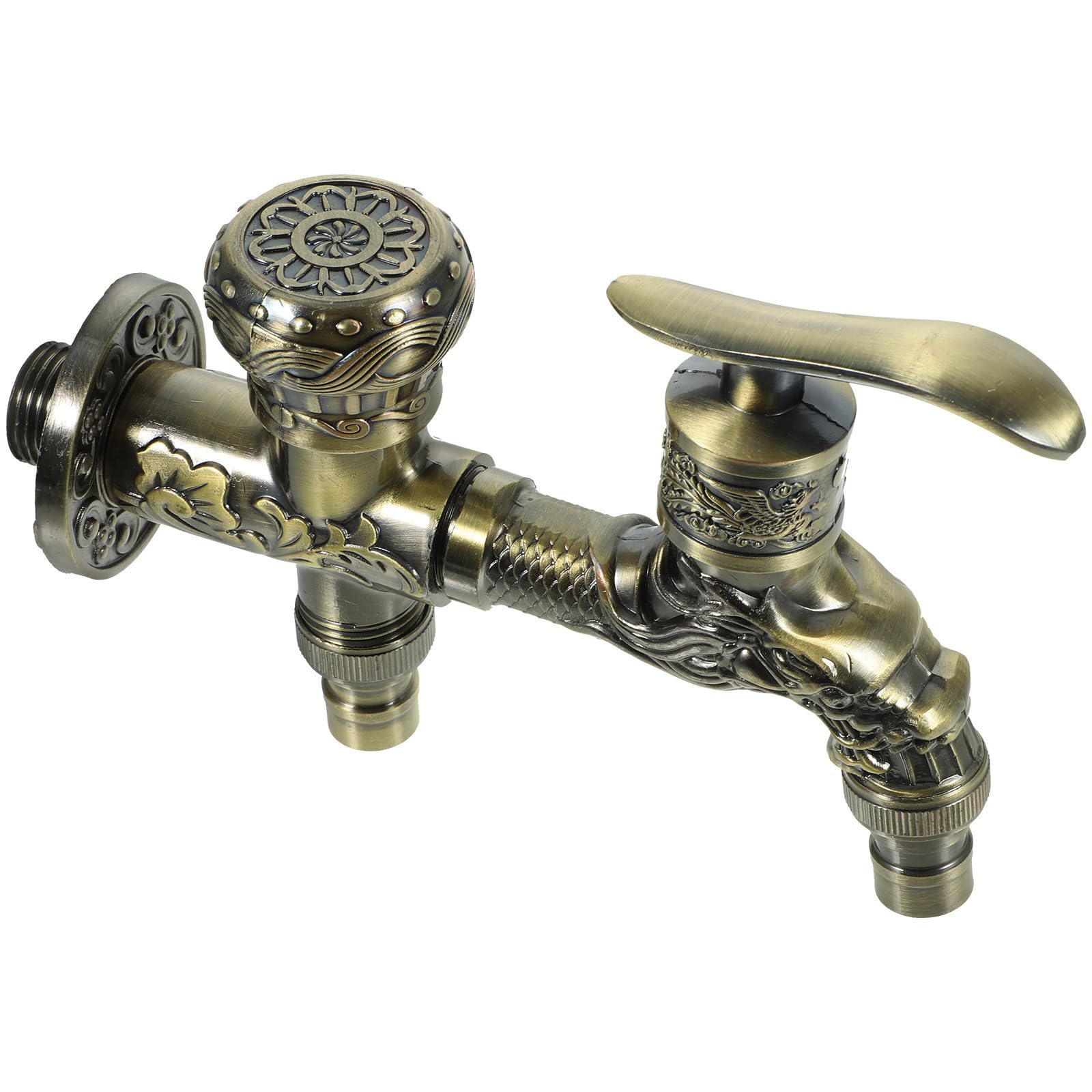 Grifo aleación de zinc dorado antiguo para lavadora con doble caño de diseño vintage elegante