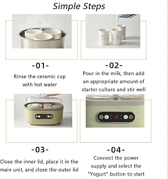 Probiotic Yogurt Maker, Automatic Yogurt Maker, with 2 Large and 6 Small Cups, Easy to Operate, Suitable for Home Use