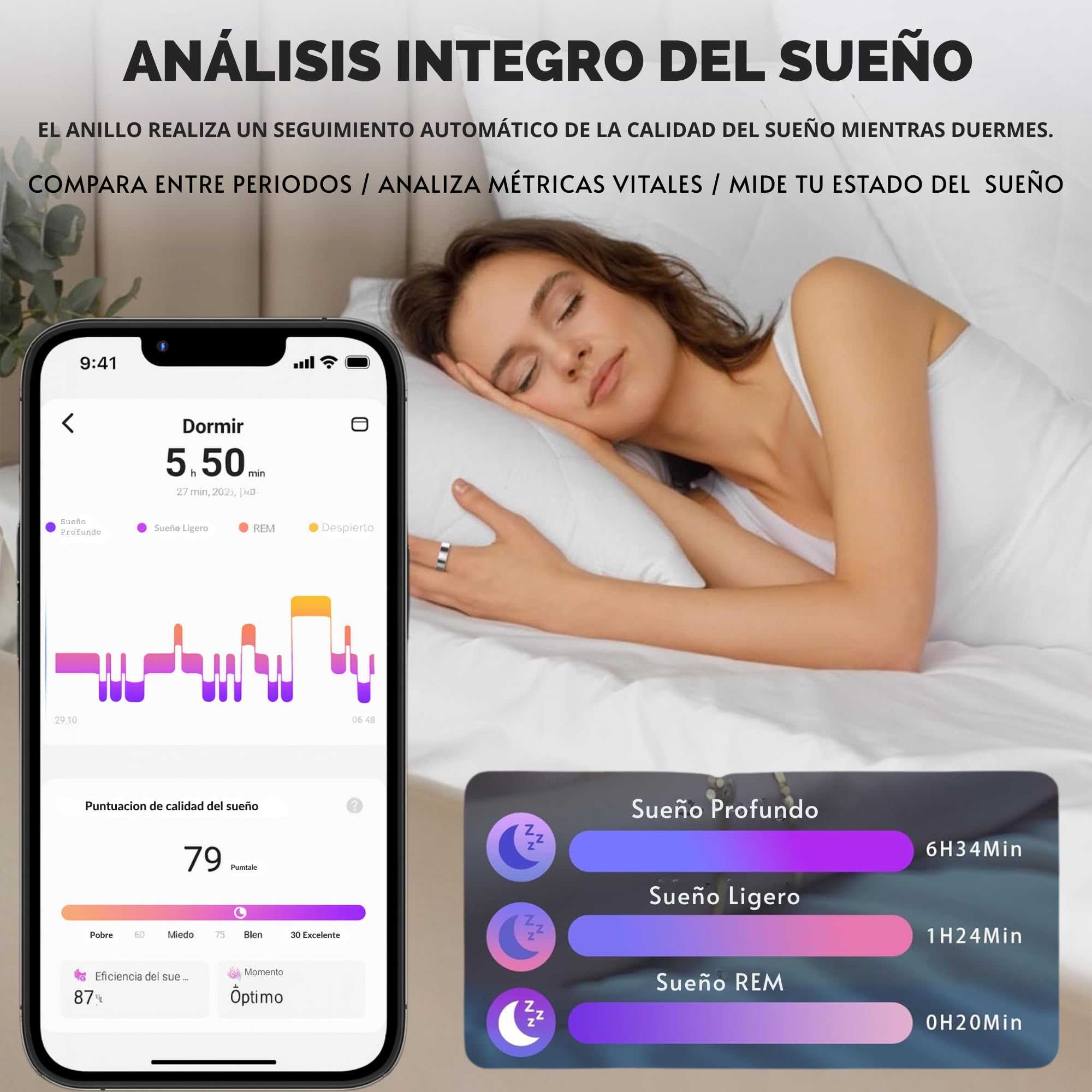 smartia - Anillo Inteligente 2026, Smart Ring para Hombre y Mujer, Anillo de Actividad Fitness con Tensiómetro, Anillo para Control de Salud Definitivo, Monitoriza Sueño, Estrés y Periodo Menstrual