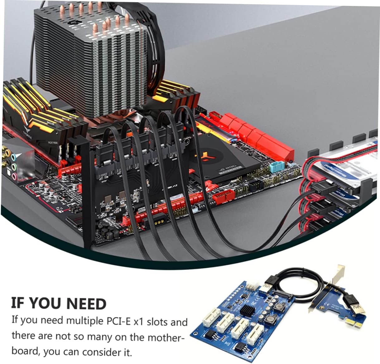 Holibanna PCI-E 1X to 4X Converter Expansion Card with Four Slots