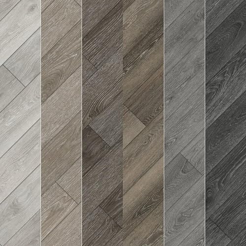 Flooret Luxury Vinyl Plank Flooring Grey Sample Kit | 6 Pieces of 12" Cut Samples from Real Planks | DIY Click Installation, 40 Mil Wear Layer, Waterproof and Scratch Resistant LVP