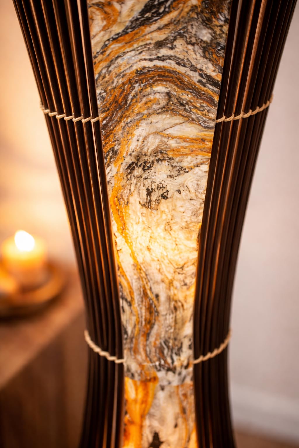Mienloco Asiatische Stehleuchte 150cm Designer Stehlampe Naturlampe Leuchten Bali Deko (L8)