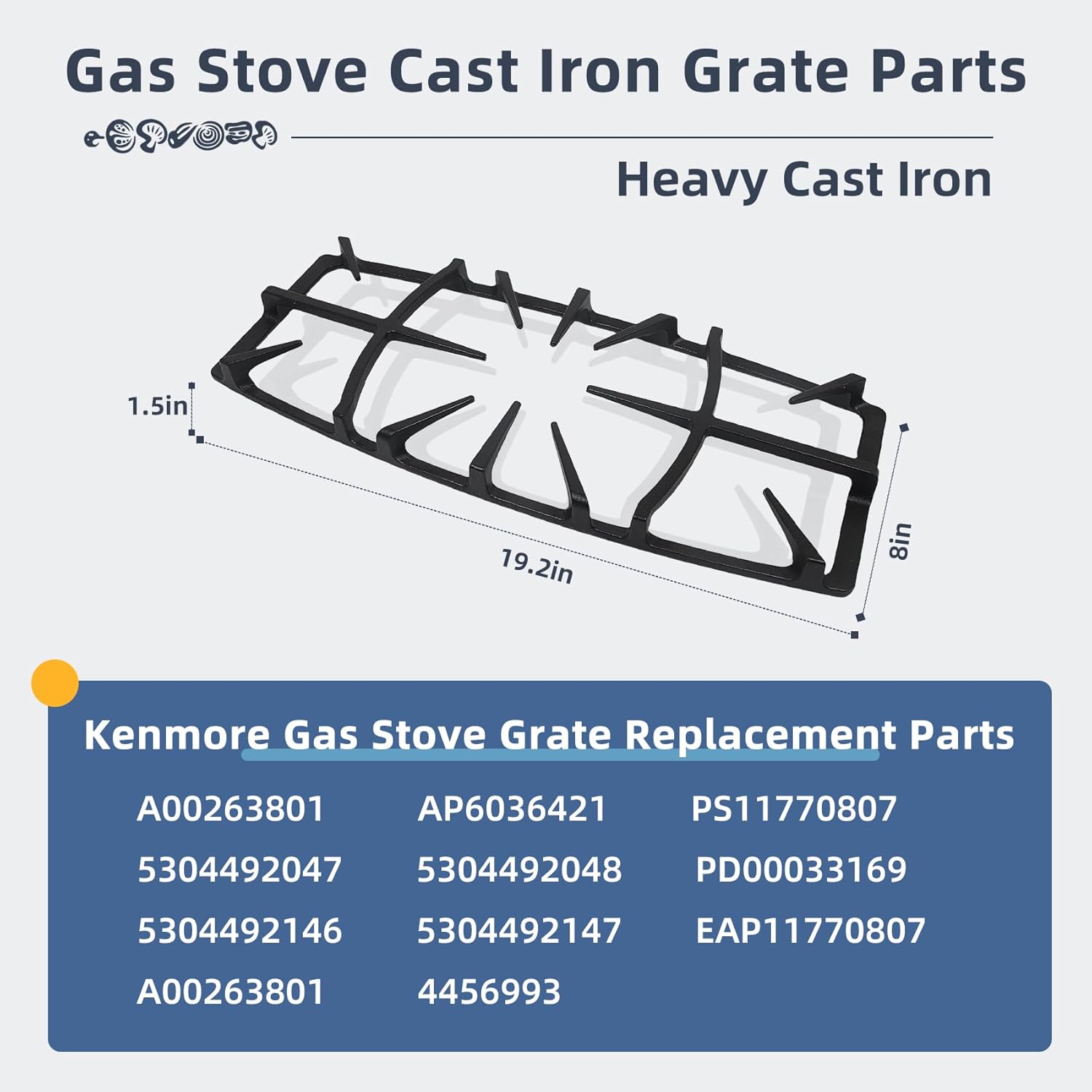A00263801 Cast Iron Grate Replacement For Kenmore Stove Parts Ap6036421 Gas Stove Grate Center 5304492146 Wci-A00263801, 5304492147 Burner Grates Stove Parts Surface Burner Center Grates