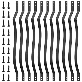 Akenow 61 Pack Deck Balusters, 29.5"X1" Metal Spindles, Heavy Duty Deck Railing,Wave Arc Baluster with Black Screws, Stylish banisters for Outdoor Stair Deck Porch