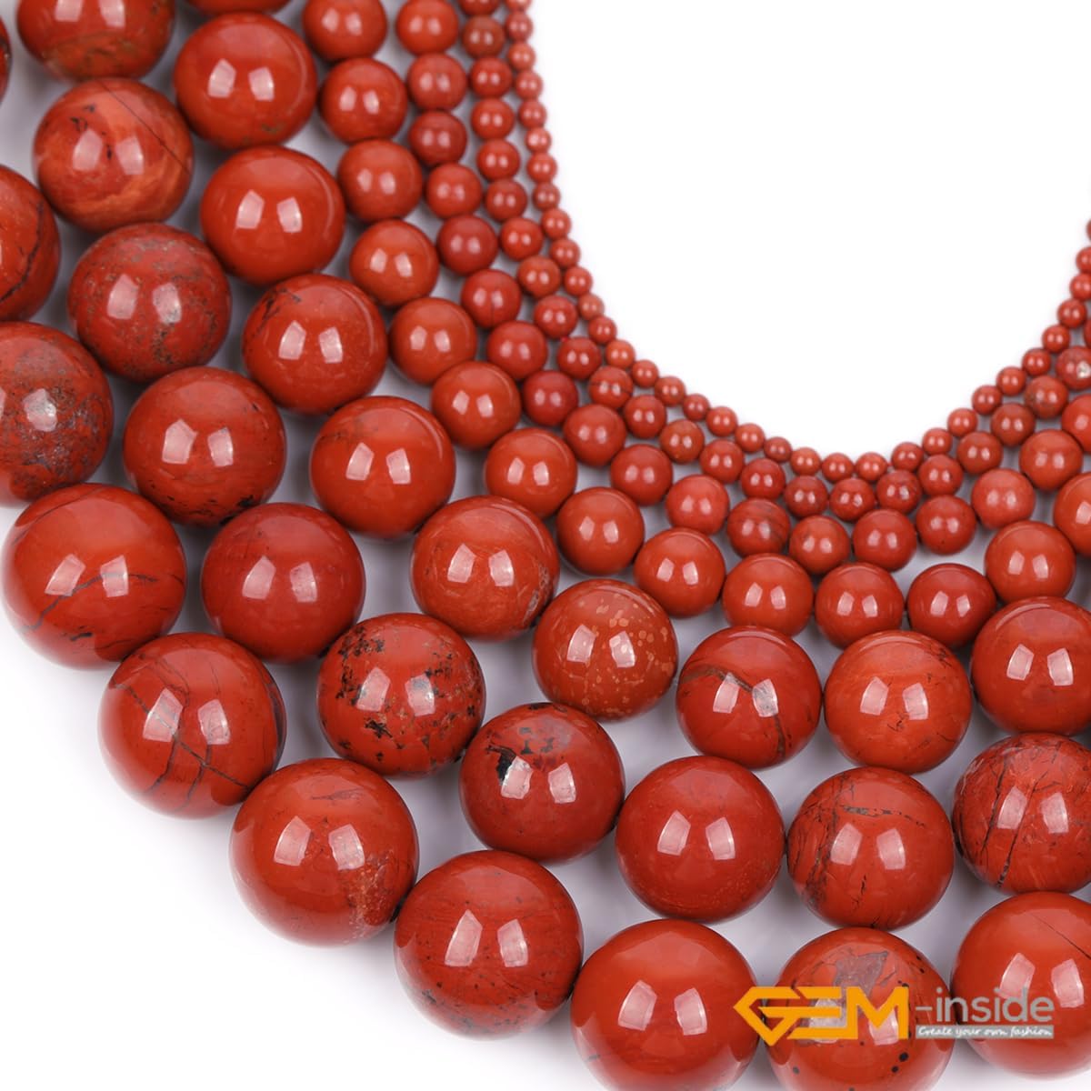 GEM-Inside Red Jasper 16mm Gemstone Loose Beads Natural Round Crystal Energy Stone Power for Jewelry Making 15"