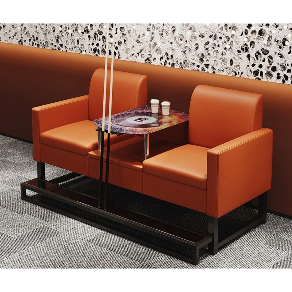 KIBONCY Modular Restaurant Booth Seating Set, Multi-Size & Color, with Coffee Table & Divider, for Cafe, Bar, Gaming Room(J)
