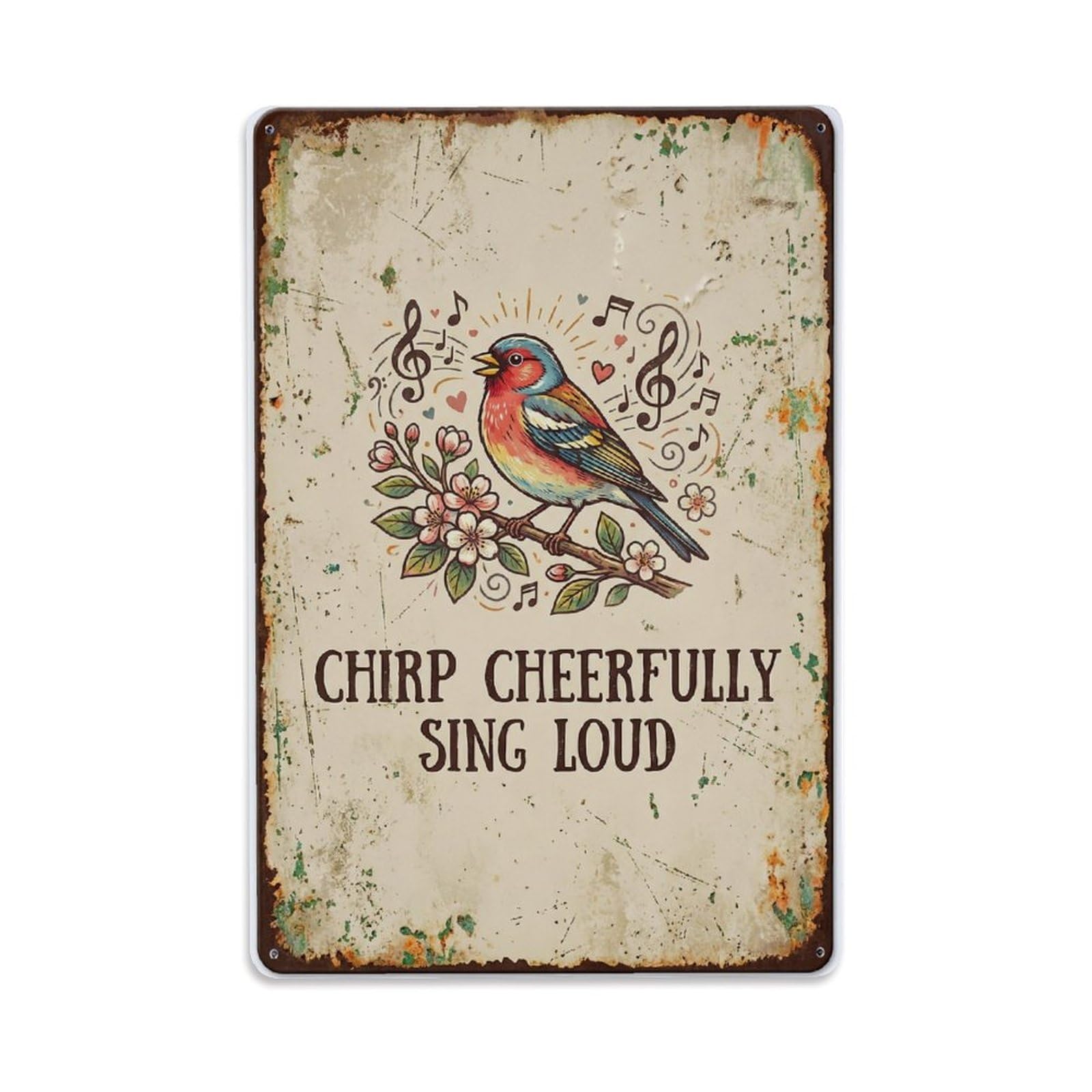Fqnyr Style Chirp Cheerfully Sing Loud Songbird Metal Tin Sign Plaque Wall Decor For Cafe, Club Bar, Office, Home Garden Metal Poster 8X12inch