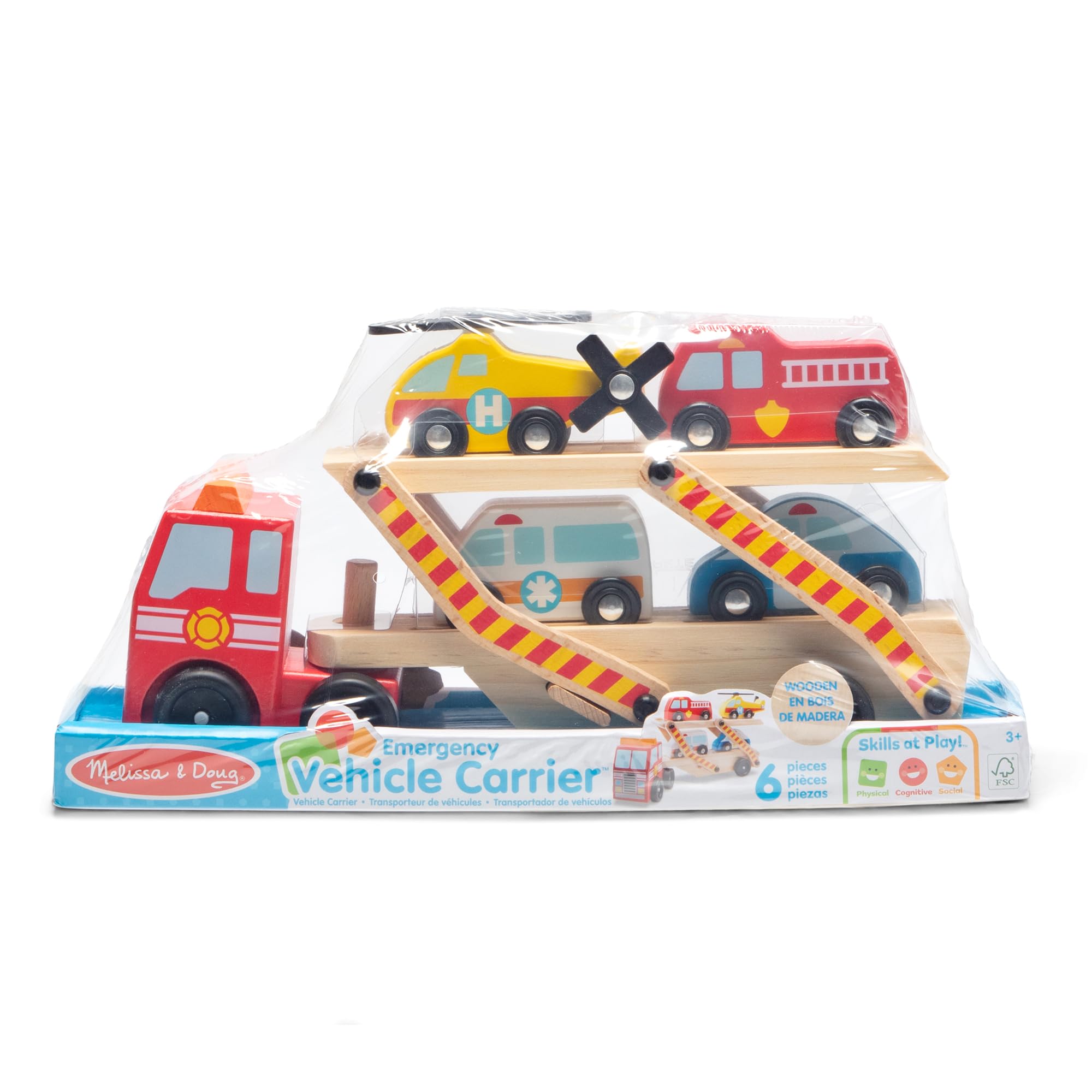 Melissa & Doug Emergency Vehicle Carrier Wooden Vehicle