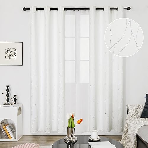 Miniatura 2 de Deconovo Juego de 2 cortinas de oscurecimiento de habitación con aislamiento térmico para dormitorio y habitación de niños, juego de 2 cortinas de