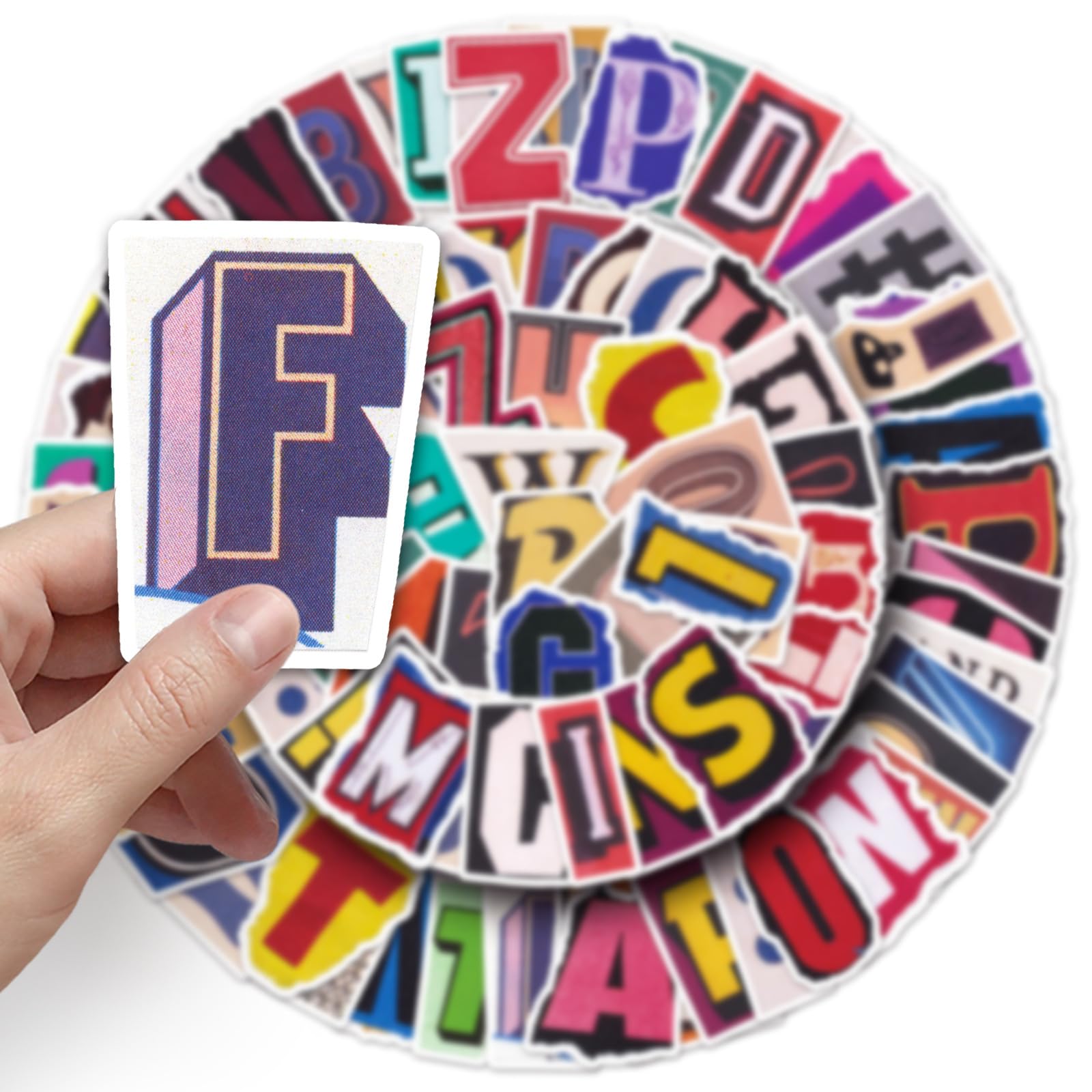 TUIOBUN 100Pcs Numbers Alphabet Sticker for Water Bottle,Computer,Helmet,Car,Laptop,Bike,Phone,Scrapbook,Luggage,Boys Adults Gift,Vintage Letter Cute Waterproof Sticker,Numbers Aesthetic Vinyl Decal - Image 2