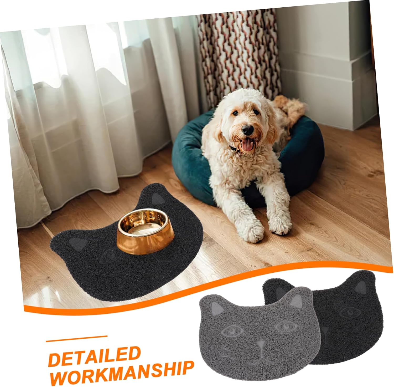 2sets Non-Slip Cat Litter Mats for Cats Kitten Litter Mats Cat Litter Rug Pet Feeding Mats -Slip Mats Easy to Sturdy and Comfortable 2pcs*2