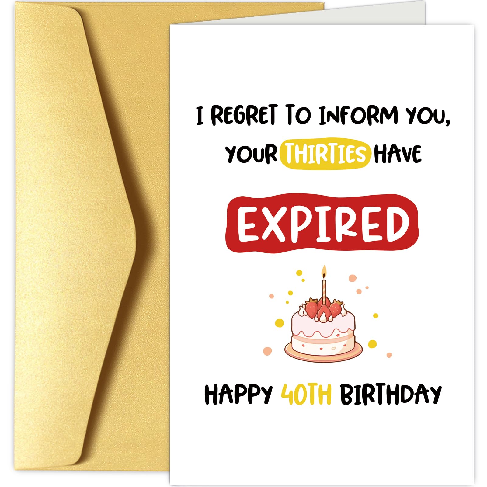 Chenive Funny 40th Birthday Card for Him Her, Humor 40 Years Old Birthday Card for Men Women, 40th Bday Cards Gifts for Friend Sister Brother, Inform
