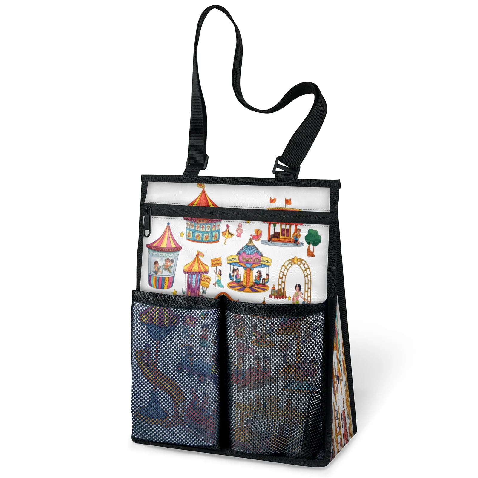 Ourtheme Cartoon Amusement Park Portable Shower Bag for Travel Gym Camp Beach Tote Shower Caddy Bags Hanging Toiletry