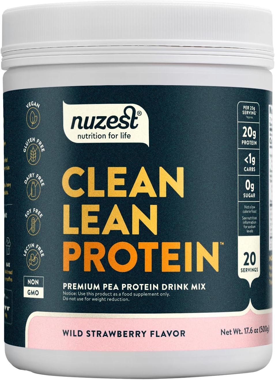 – Nuzestclean Lean Protein Wild Strawberry 500 gm Black