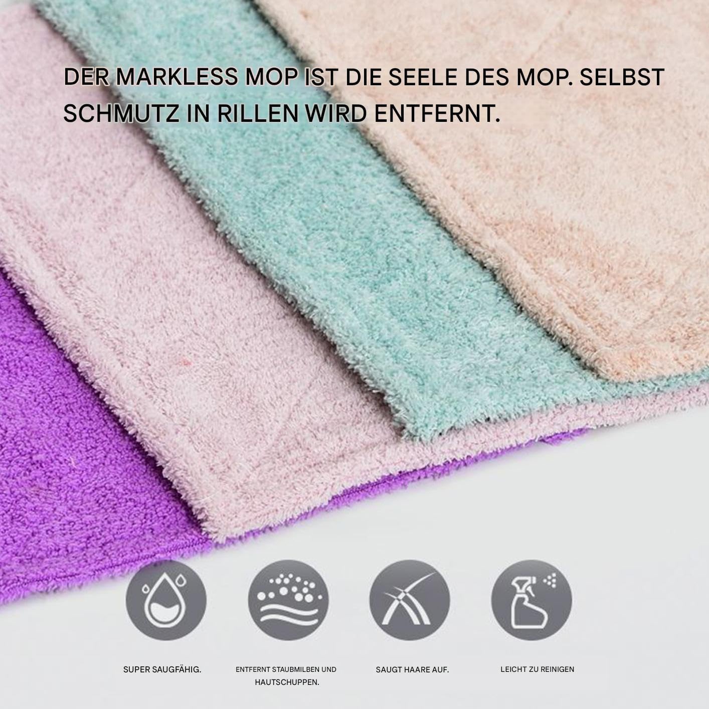 Mopa Plana De Microfibra Pack Limpieza Rápida con 7 Almohadillas y Mango | Mopa Giratoria 360 Grados para Seco y Húmedo Para Madera, Laminado, Baldosas, Baño, Cocina y Mantenimiento