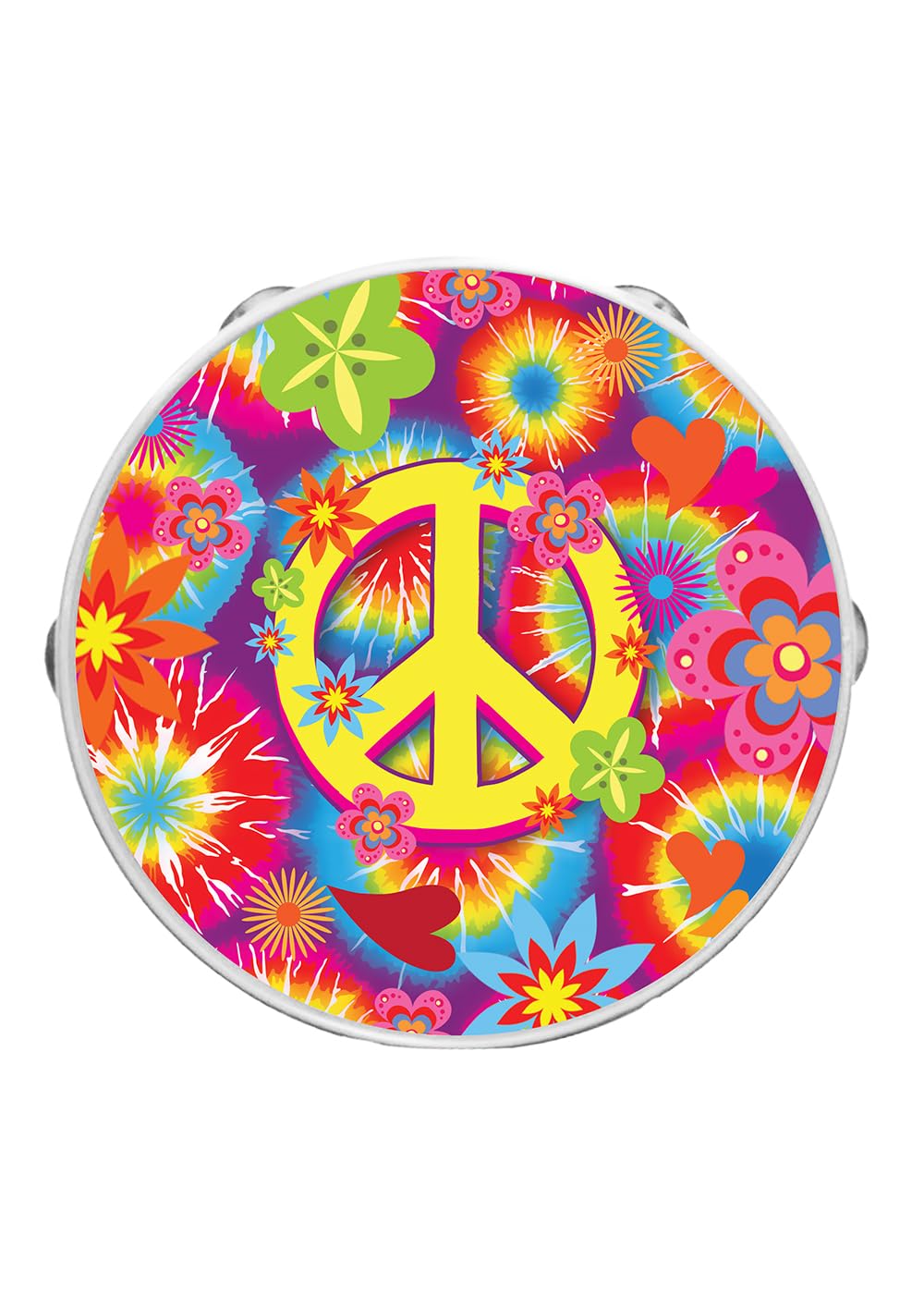 FIESTAS GUIRCA | Hippie Tambourine Multicolor (17 cm) - Musical Instrument for Costume Parties and Hawaiian Celebrations - Ideal Accessory for Carnival and Events - Multicolor