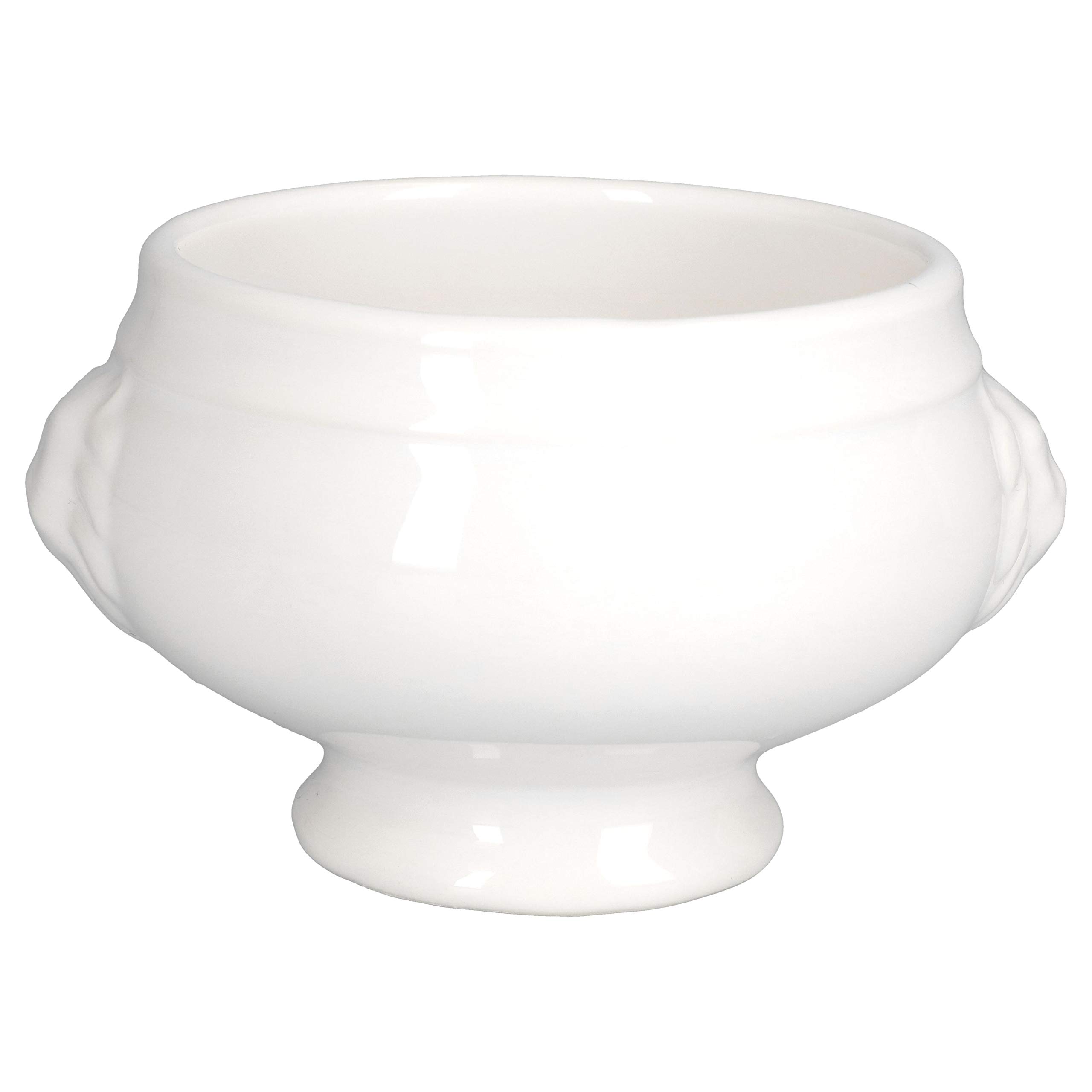 MamboCat Leo - Set di 7 tazze da zuppa con coperchio da 3 l + 6 tazze piccole da 0,45 l, set reale di ciotole da zuppa con testa di leone, in gres bianco