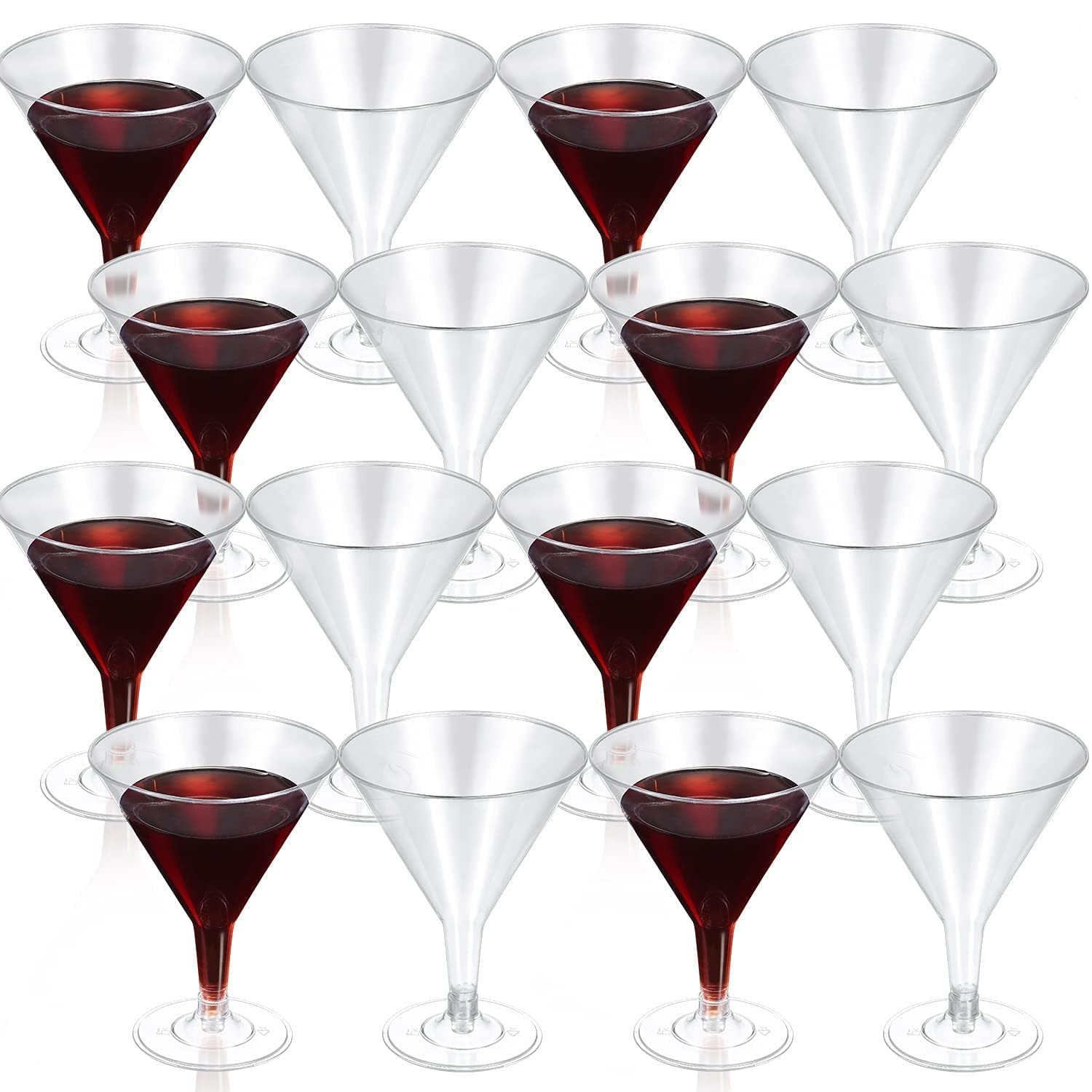 MAKINGTEC Drink Glasses, 36 Pcs Reusable Clear Stemmed Party Cups for Party Camping Picnics Hot Tubs Pools 200ml (9.5 x 12.5cm)