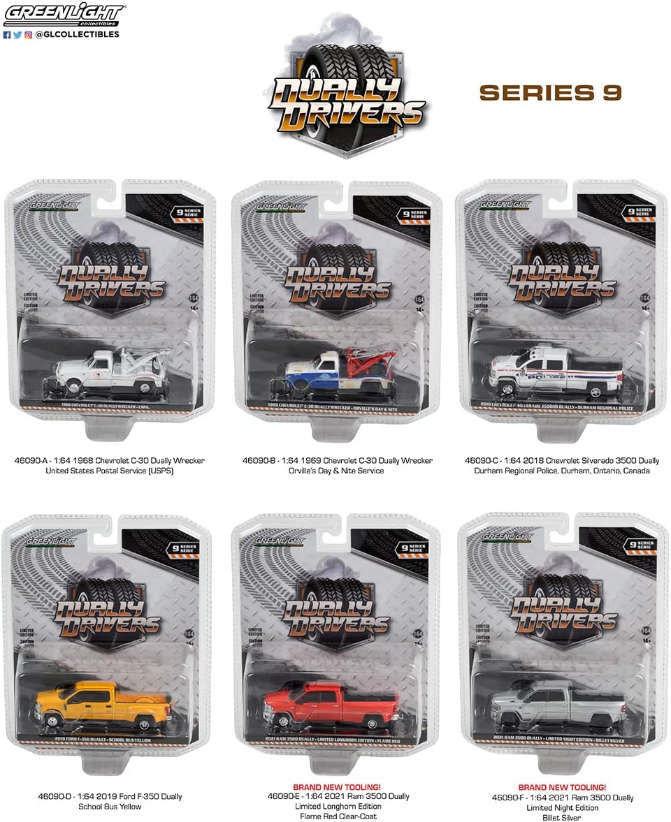 Collectibles Greenlight 46090 Dually Drivers Series 9 Complete Set of Six (6) Diecast Models 1:64 Scale : Arts, Crafts & Sewing