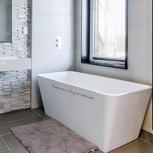 Miniatura 2 de Calcomanía artística de vinilo para pared, la felicidad es un baño largo de burbujas calientes, 3 x 23 pulgadas, decoración moderna e ingeniosa para