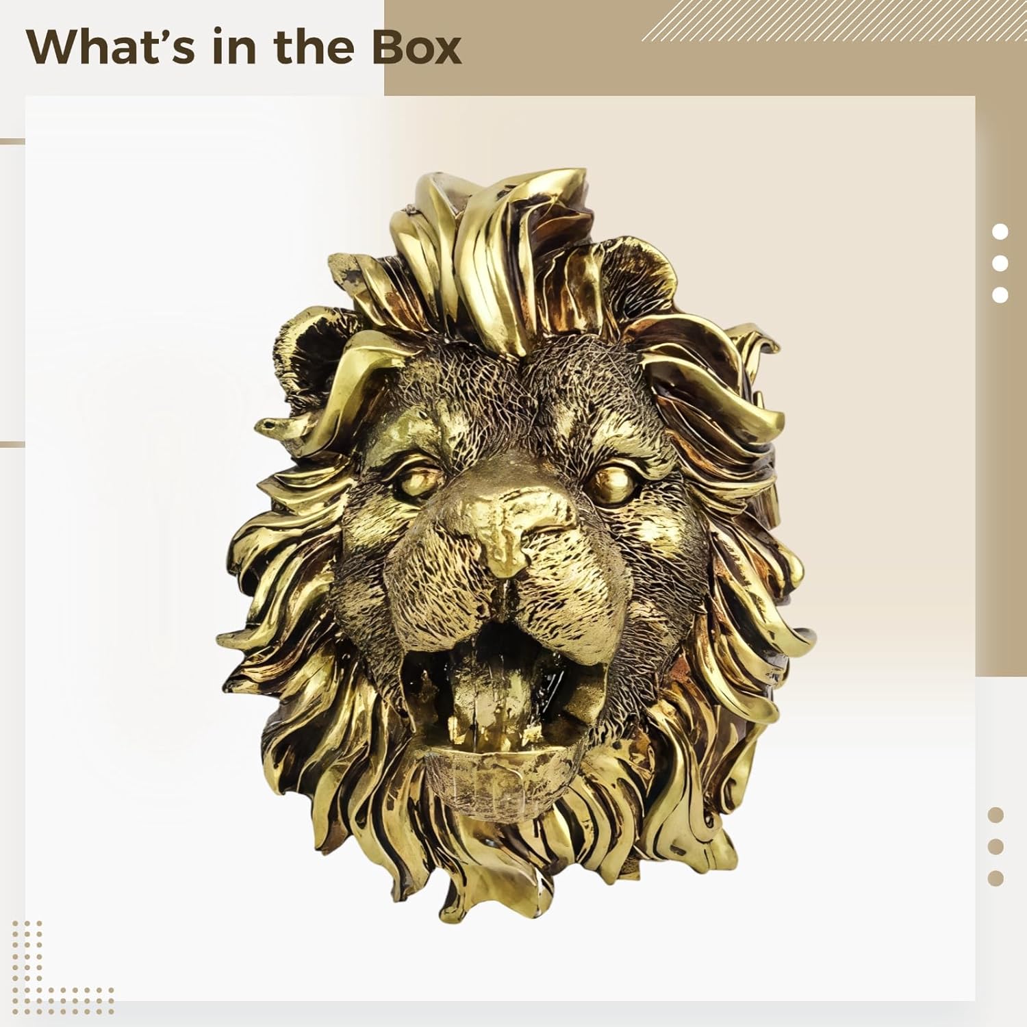 Decorative Lion Head Fountain Sprayer - Resin Water Nozzle for Outdoor Garden, Wall, Pool, and Pond - Handcrafted, Weather-Resistant, Simple to Install