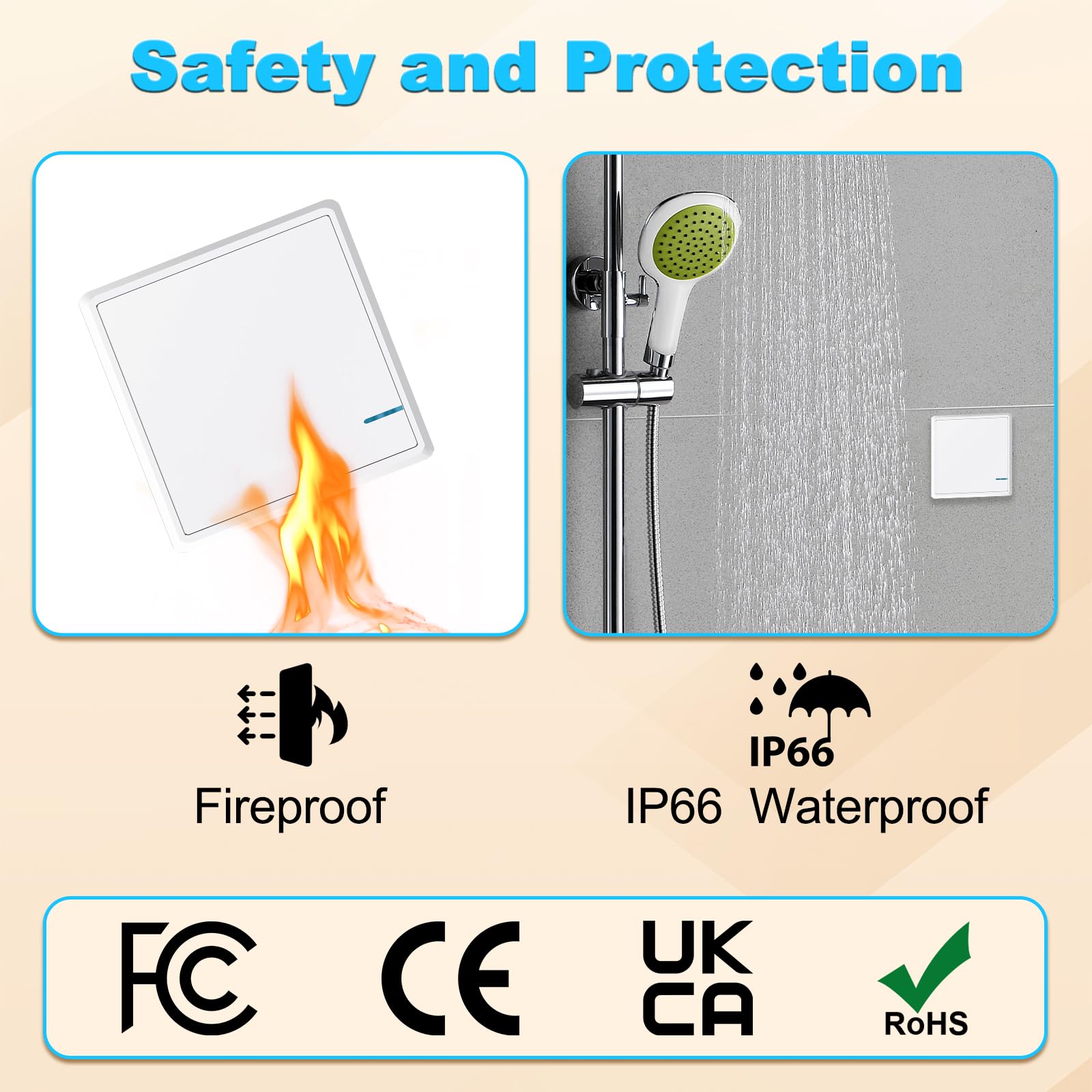 NineLeaf Lot d'interrupteurs sans fil 230 V pour lumière, interrupteur sans fil avec récepteur, interrupteur sans fil IP66, lampes marche/arrêt étanches jusqu'à 1000 W, extérieur 400 m, intérieur 100